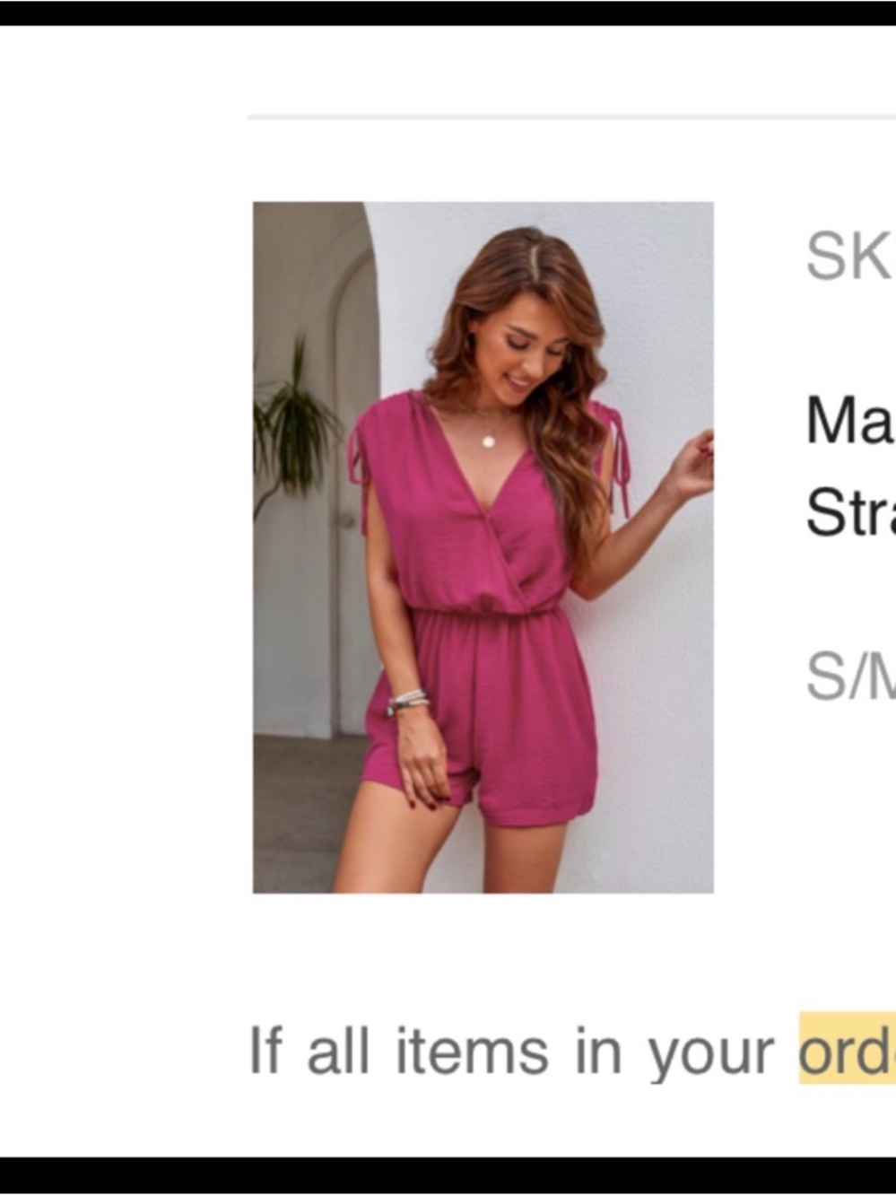 Cupshe Raspberry Tie-Shoulder V-Neck Romper